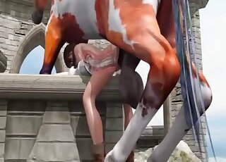 Animated zoo porn - Brunette is sodomized by massive horse shaft
