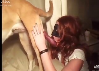 Black mask beauty is dealing with her horny beast and sucking cock