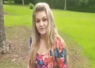 Blonde whore drinks dog pee before sharing real zoophilia