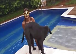 Hot bitch enjoys a refreshing dip before fucking a black beast