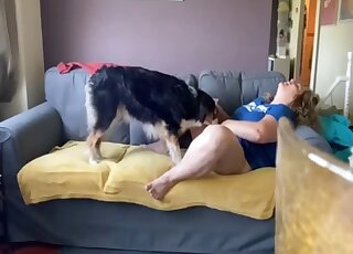 Lady's toes curl up as she gets licked thoroughly by a sexy doggo