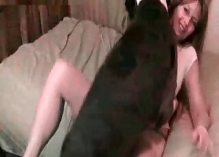 Hot MILF spreads her legs and gets banged by a doggie on the bed