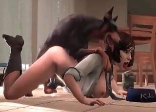 Salacious anime babe gets orgasmic pleasure of getting banged by a dog
