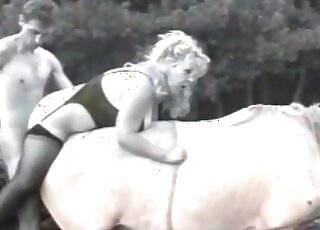 Dude fucks a hot wife on a horse’s back and then bangs the animal